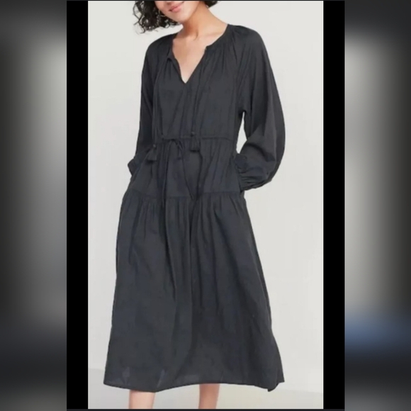 NWT Old Navy tassel ties tiered Embroidered Long Sleeve boho Midi Maxi Dress 3X - Picture 5 of 17